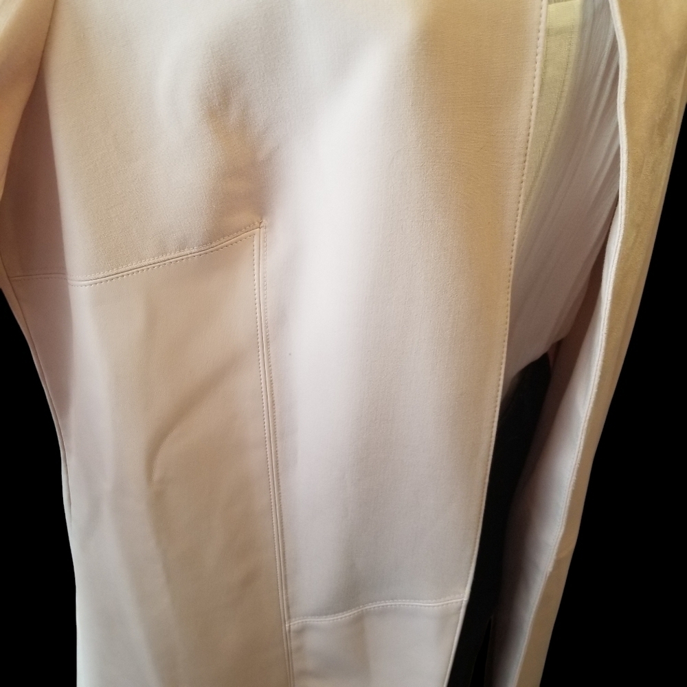 Calvin Klein Sz 14 Blush Suede, Leather, Knit Open Long Jacket Patchwork NWT - Picture 7 of 12